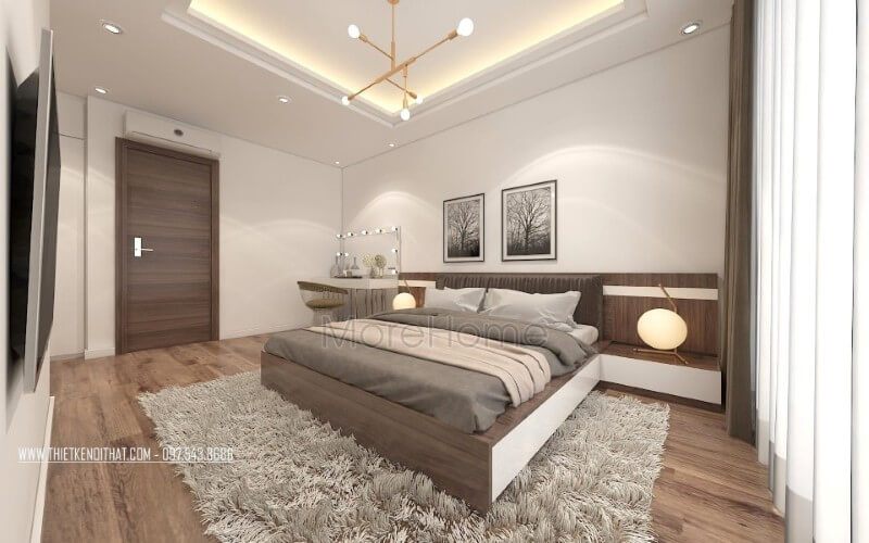 Giường ngủ 2 người với gam màu sáng tươi, trẻ trung sẽ giúp người sử dụng cảm nhận sự thoải mái nhất.
